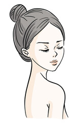 Digitally hand drawn vector illustration of a beautiful woman showing natural beauty