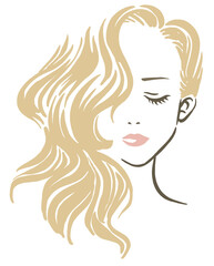 Logo style vector art of a beautiful woman for beauty hair salon.