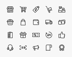 E-commerce icons set vector line style