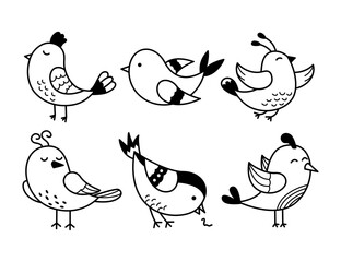 Fototapeta na wymiar Bird black line doodle illustration
