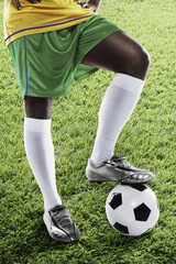 Fototapeta premium Brazil soccer player ready for kick off