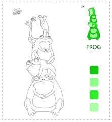 Coloring book pages for kids. frog cartoon
