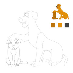 Coloring book pages for kids. dogs cartoon