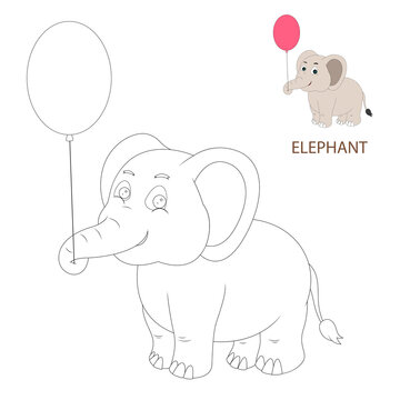 Coloring book pages for kids. elephant cartoon