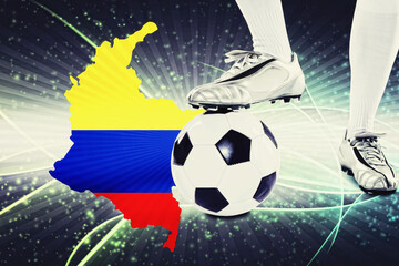 Naklejka premium Colombia soccer player ready for kick off