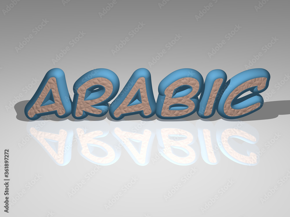 Poster 3d text of arabic rendered with light perspective and shadows, a picture ideal as standalone or part