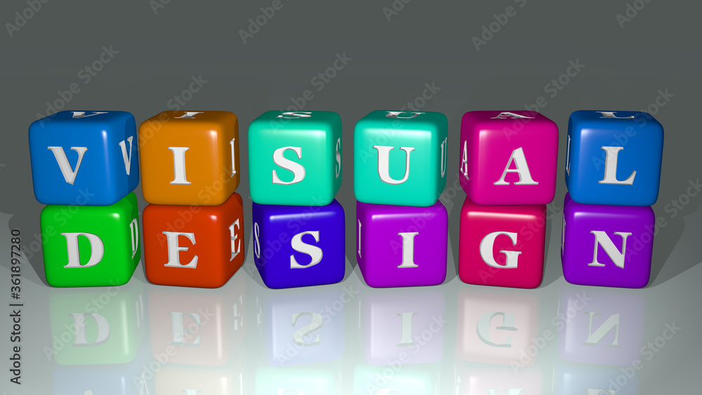 Poster combination of visual design built by cubic letters from the top perspective, excellent for the conc