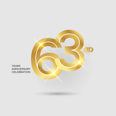 Obraz premium 63rd 3D gold anniversary logo isolated on elegant background, vector design for celebration purpose