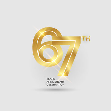 67th 3D gold anniversary logo isolated on elegant background, vector design for celebration purpose