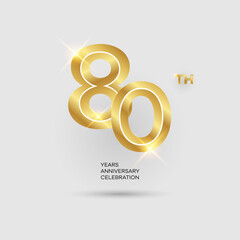 80th 3D gold anniversary logo isolated on elegant background, vector design for celebration purpose