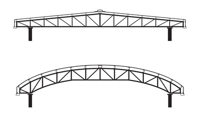 Roofing building steel frame cover roof truss.
Basic components of a roof truss. On white background.
