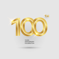 100th 3D gold anniversary logo isolated on elegant background, vector design for celebration purpose