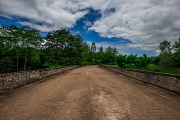 The natural background of green rice paddies and large trees surrounded by cool breezes, seen in rural tourist attractions.