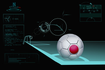 Naklejka premium Taking a corner infographic with Japan soccer ball