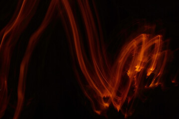 Fototapeta premium Light abstract, empty Charcoal grill with open fire light at night