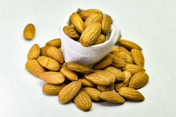A beautiful photograph of dry Almonds for sale at India.