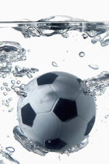 Fototapeta premium Soccer ball splashing into water