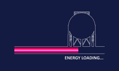 Energy and Power icon. Energy generation and heavy industry. Gas storage tank. Thin line style. Progress or loading bar
