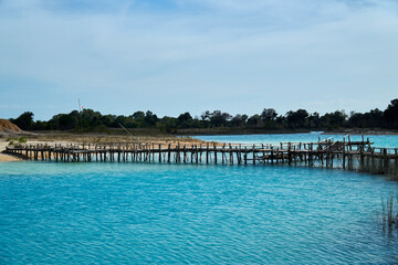Wide angle view of blue lake at Bintan, Indonesia