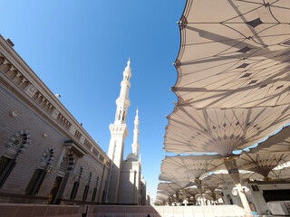 Wide angle view of Nabawi Mosque architecture