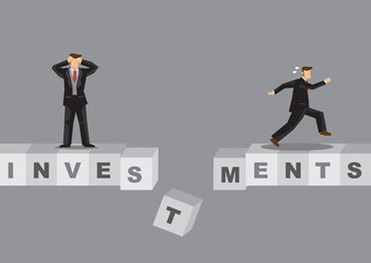 Fototapeta premium Risky Investment Business Metaphor Cartoon Vector Illustration