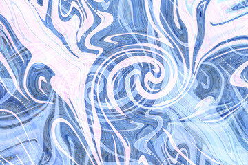 Colourful psychedelic background made of interweaving curved shapes. liquid splash as Illustration.