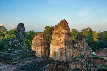 View of architecture at Angkor Wat during the day       