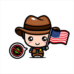 Vector design of the person holding the USA flag with the Stop Corona Virus symbol	
