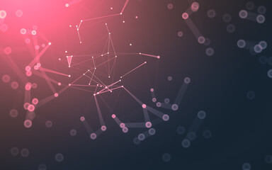 Abstract background. Molecules technology with polygonal shapes, connecting dots and lines. Connection structure. Big data visualization.