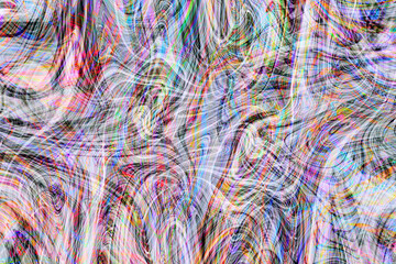 Colourful psychedelic background made of interweaving curved shapes. liquid splash as Illustration.