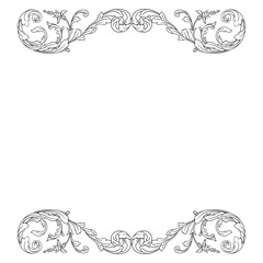 Vintage Ornament Element in baroque style with filigree and floral engrave the best situated for create frame, border, banner. It's hand drawn foliage swirl like victorian or damask design arabesque.