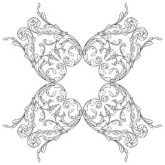 Vintage Ornament Element in baroque style with filigree and floral engrave the best situated for create frame, border, banner. It's hand drawn foliage swirl like victorian or damask design arabesque.