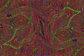 Colourful psychedelic background made of interweaving curved shapes. liquid splash as Illustration.