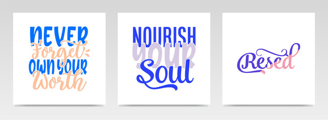 Relax quotes letter typography set illustration.