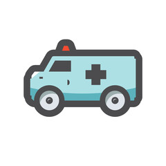 Ambulance car. Fast medical help. Vector Cartoon illustration