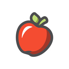 Red apple fresh juicy Vector Cartoon illustration