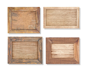 Collection of Old Wooden frame isolated on white with clipping path include.