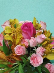 interior decoration and flower arrangements with natural flowers