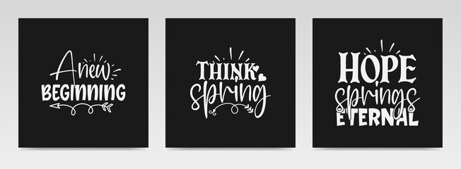 Spring quotes letter typography set illustration.