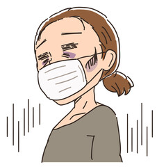 マスクを付けて疲れた表情をしている女性 自粛疲れ