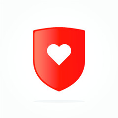 red shield with heart icon vector illustration