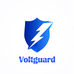 blue shield with electricity logo vector illustration