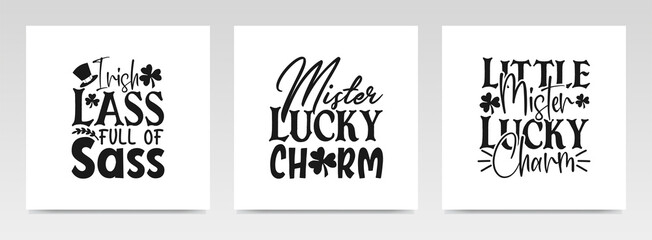 St patrick's day quotes letter typography set illustration.