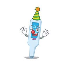 Friendly clown digital thermometer in mascot design concept