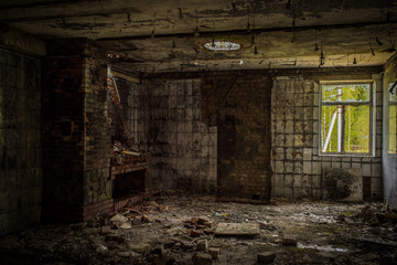 Fototapeta na wymiar abandoned room in old building