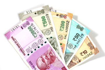 New Indian currency of 2000,500,200,50 and 10 rupee notes