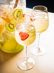 summr lemonade with kiwi fruits and strawberries