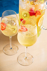 summr lemonade with kiwi fruits and strawberries