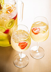 summr lemonade with kiwi fruits and strawberries