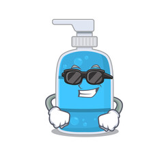 cartoon character of hand wash gel wearing classy black glasses